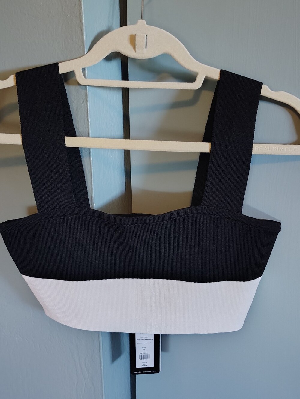 French Connection Black and White Colorblock Bandeau Bralette Crop Top
